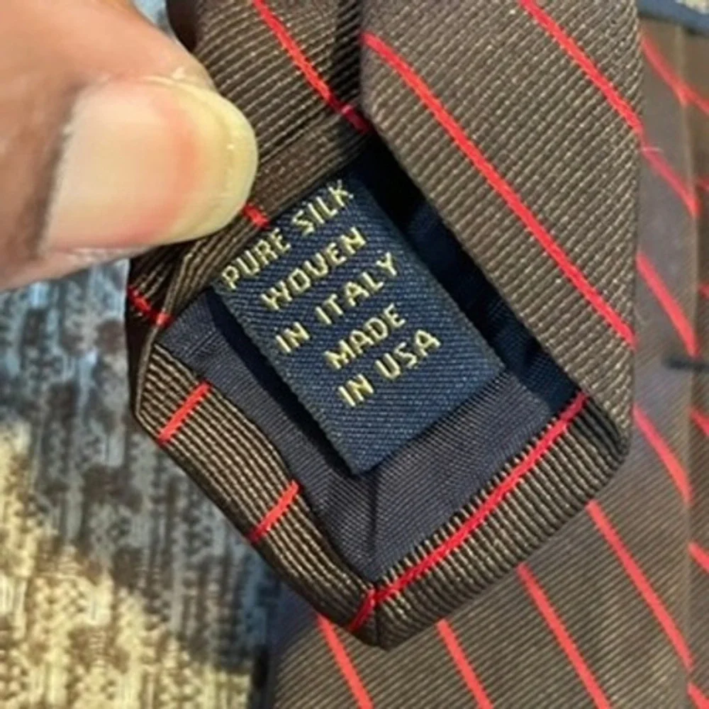 Brooks Brothers Necktie Men Brown Red Striped Repp Dark Academia Preppy Silk USA